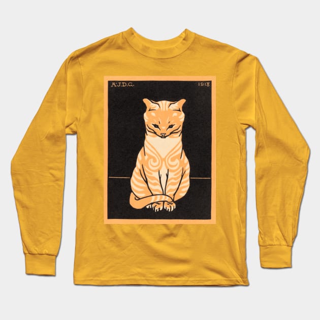 Sitting Cat 1918 Long Sleeve T-Shirt by CROWNLIGHT